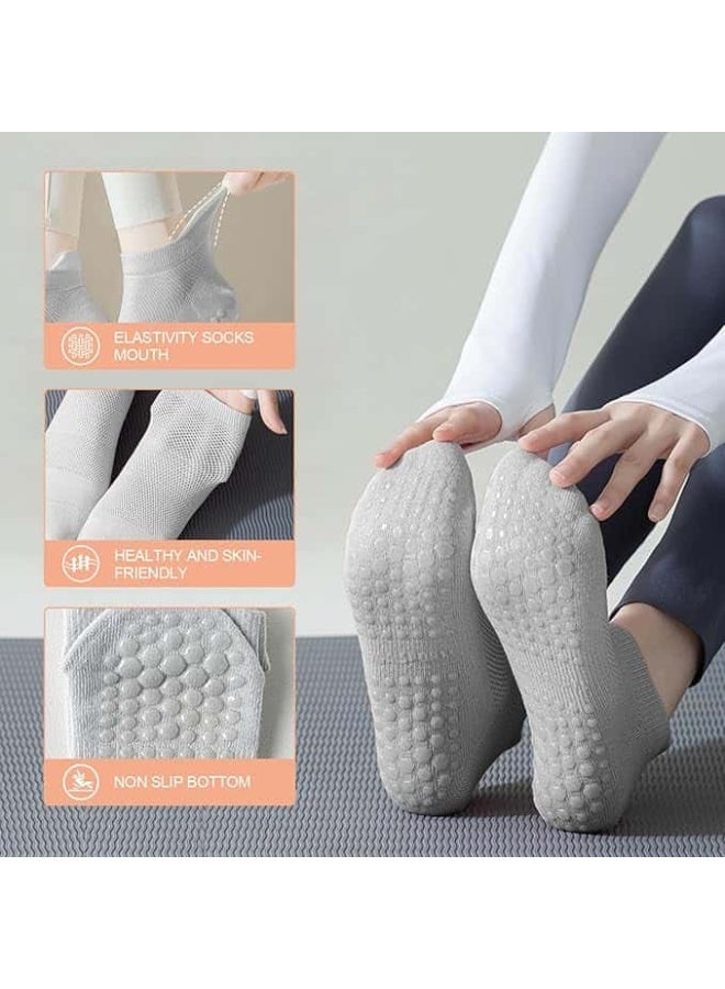 Anmi 4 Pairs Pilates Socks, Pilates Yoga Grip Socks, Women Non Slip Grip Socks Anti-slip Yoga Pilates Sock for Hospital, Dance, Barre, Barefoot Workout & Ballet - Image 4