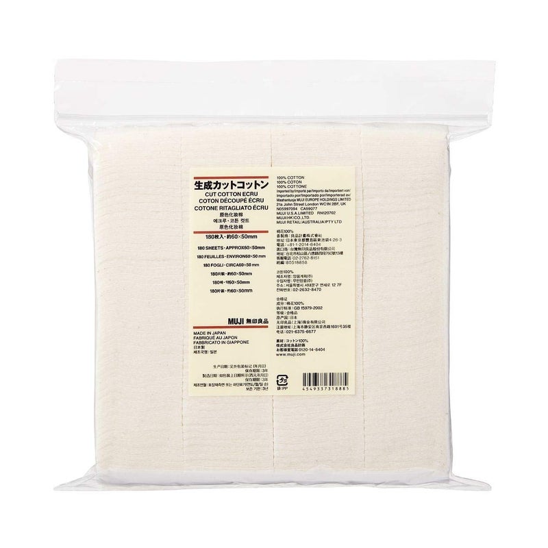 MUJI Makeup Facial Soft Cut Cotton Unbleached 60x50 mm 180pcs - Image 2