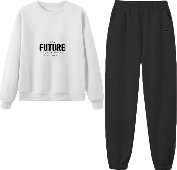دوغ فش Tracksuit Set Oversize Future Printed Tracksuit Set,lover,couple Combination White