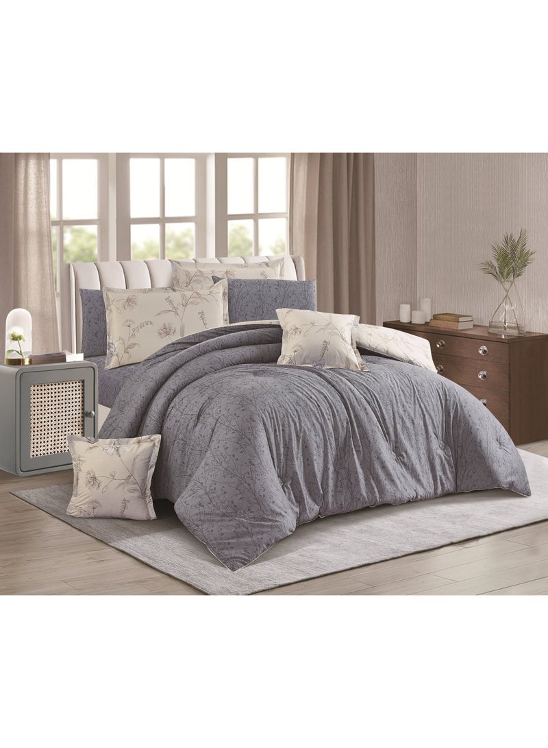 Hours Levorie comforter set  8 pieces, 100% cotton soft floral reversible two comforters with heavy filling  - Image 2
