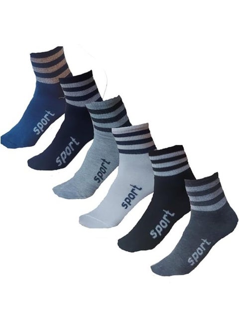 Men's Half Socks Set, 6 Pieces, Assorted Colors