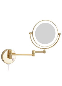 8.5 Inch Led Lighted Wall Mount Makeup Mirrors With Magnification M1805D (Gold Finish Plug Powered 8.5In10X)