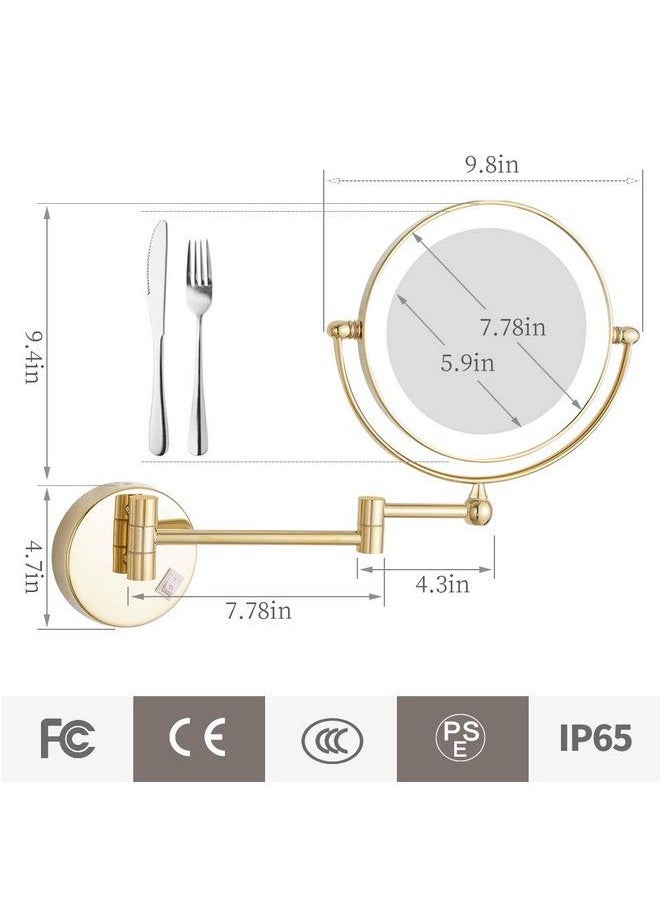 GURUN - 8.5 Inch Led Lighted Wall Mount Makeup Mirrors With Magnification M1805D (Gold Finish Plug Powered 8.5In10X) - Image 1