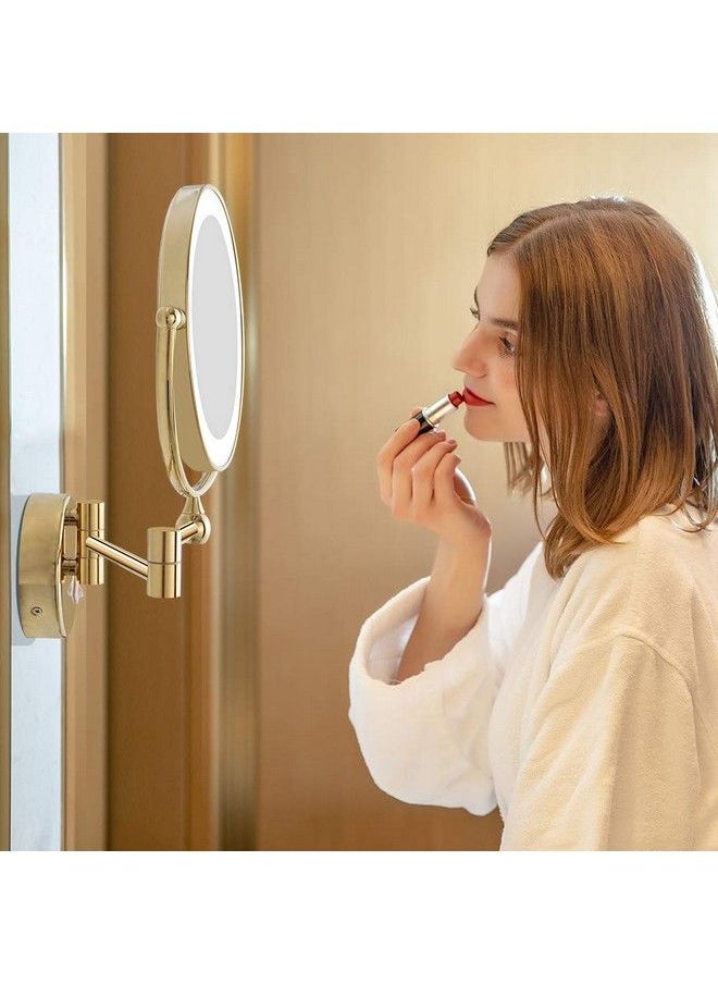 GURUN - 8.5 Inch Led Lighted Wall Mount Makeup Mirrors With Magnification M1805D (Gold Finish Plug Powered 8.5In10X) - Image 1