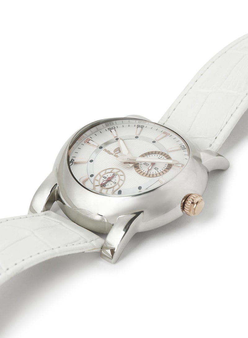 Philippe Moraly Gift set of watch pen and cufflinks 44mm white  - Image 3
