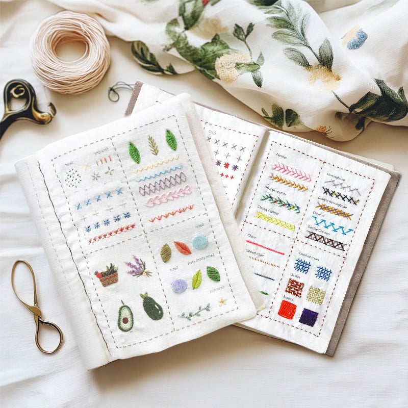 spicssa Beginner Embroidery Stitch Book Kit, Embroidery Kit for Beginners Adults with Video Tutorials, 79 Essential Stitches & Embroidery Patterns, DIY Your Own Embroidery Journal, Handmade Gift - Image 2