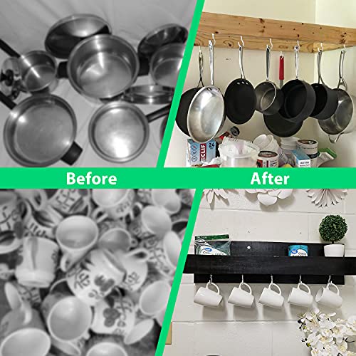 Etoolia 12 Pcs Ceiling Hooks for Hanging Plants, Cups, Utensils and Christmas String Lights, 1-1/4 inch Vinyl Coated Screw-in Plant and Cup Hooks for Wooden and Drywall with Anchors - White - Image 5