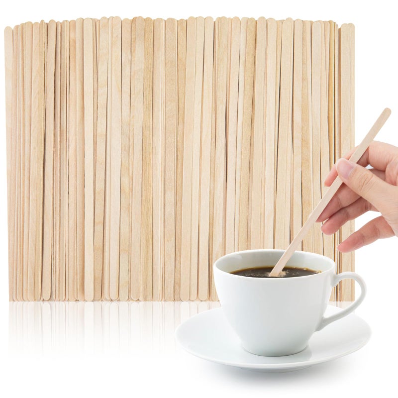WISYOK 500 PCS Coffee Stirrers, 7 Inch Premium Birch Wood Sticks, Smooth Round Ends, Splinter-Free Disposable Stir Sticks for Coffee, Cocktails, Office, Home Use - Image 1