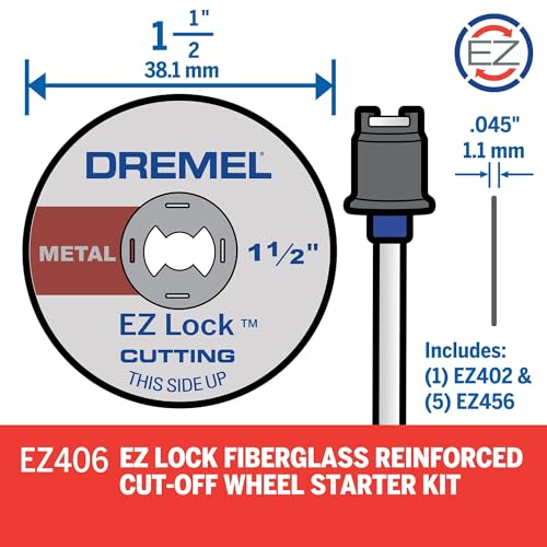 Dremel EZ406-02, EZ - Lock Starter Kit, 1 1/2-Inch (38.1 mm) Wheel Diameter, 5 Piece Fiberglass Reinforced Cut-Off Wheels and EZ402 Mandrel Included, Rotary Tool Cutting Disc Accessories - Pack of 2 - Image 2