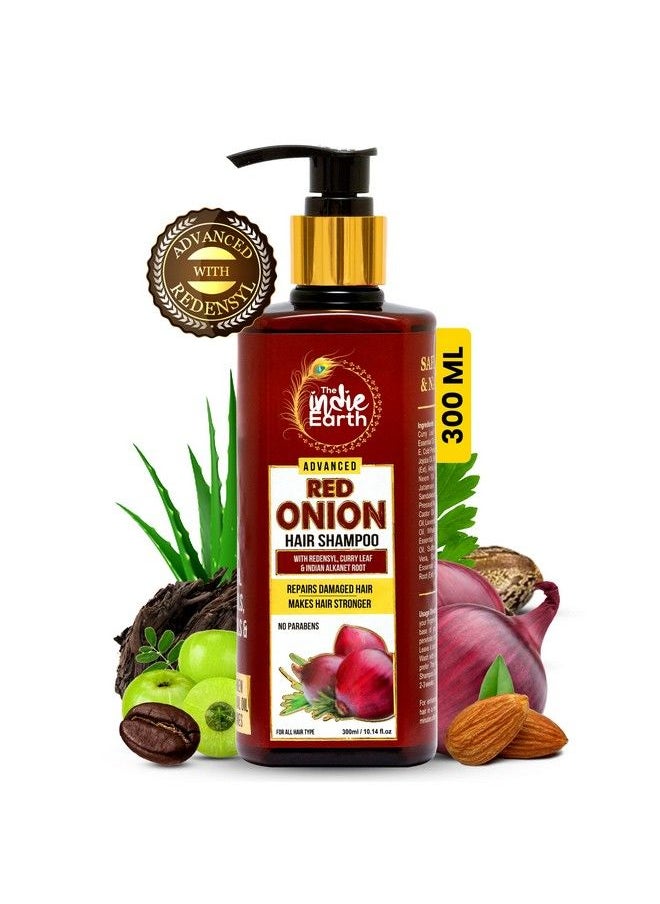 The Indie Earth Advanced Red Onion Shampoo 300Ml/10 Fl.Oz With 15+ Natural Ingredients Including Red Onion Curry Leaf & Indian Alkanet Root  - Image 2
