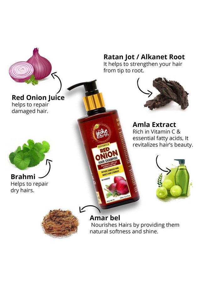 The Indie Earth Advanced Red Onion Shampoo 300Ml/10 Fl.Oz With 15+ Natural Ingredients Including Red Onion Curry Leaf & Indian Alkanet Root  - Image 3