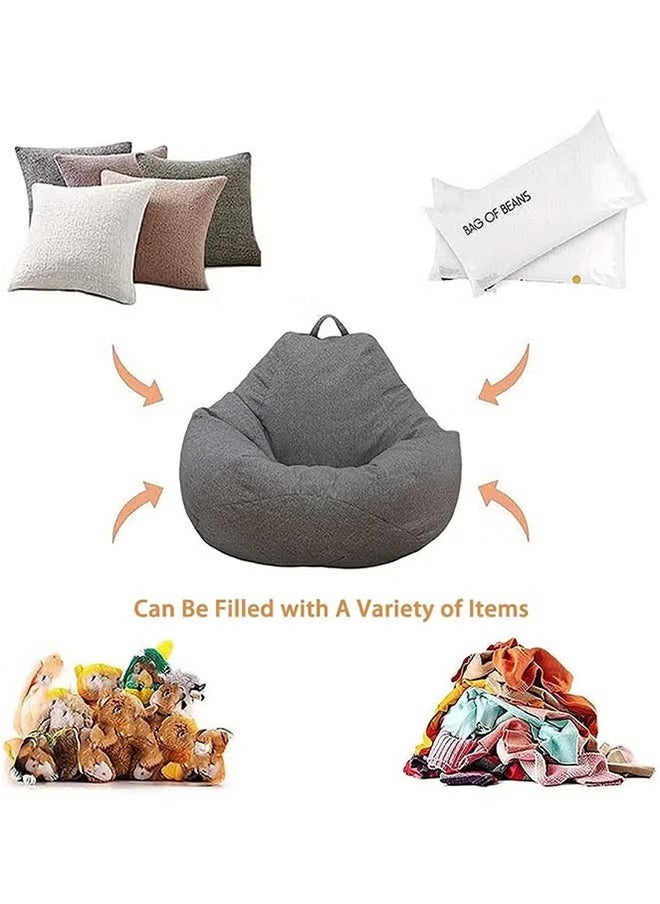 Arabest - Stuffed Animal Storage Bean Bag Cover (No Filler) Extra Soft Bean Bag Seat Chair Covers-Cotton Linen Memory Foam Bean Bag Replacement Cover for Adults Children Without Filling - Image 1