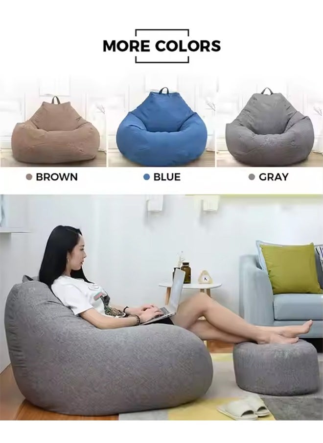 Arabest - Stuffed Animal Storage Bean Bag Cover (No Filler) Extra Soft Bean Bag Seat Chair Covers-Cotton Linen Memory Foam Bean Bag Replacement Cover for Adults Children Without Filling - Image 1