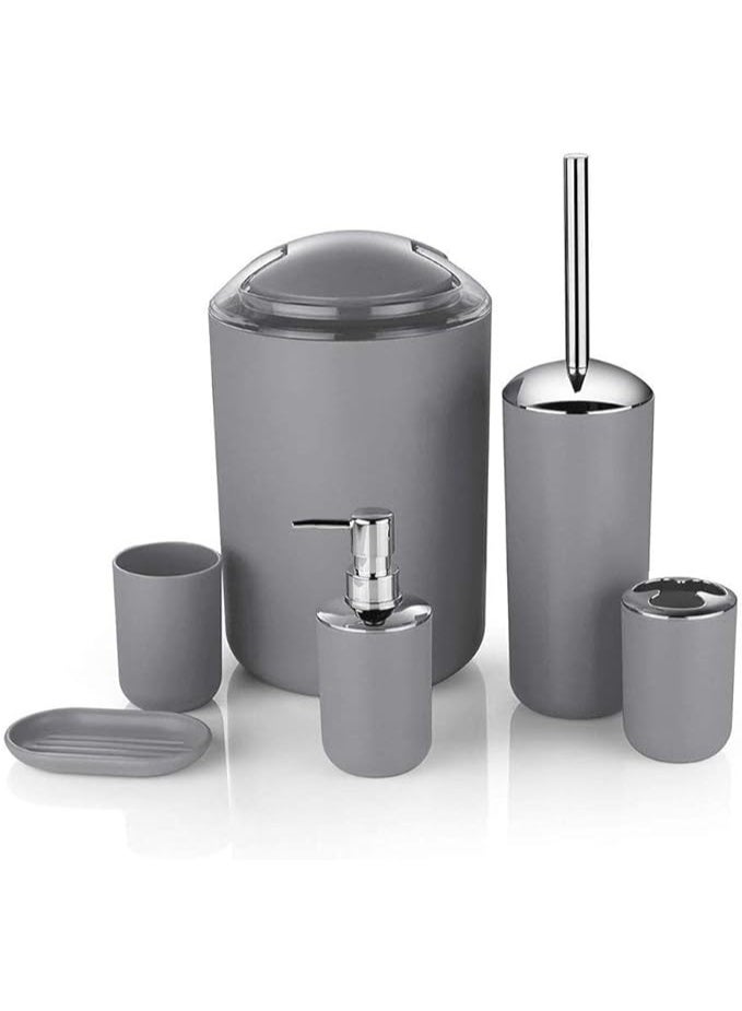 6 pcs Bathroom Accessories Set, Modern Bathroom Decorative Sets, Bath Ensemble Includes Soap Dispenser, Toothbrush Holder, Toothbrush Cup, Soap Dish (grey) - Image 1
