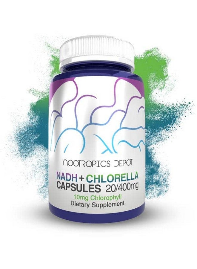 Nootropics Depot كبسولات ناذ + كلوريلا ; نيكوتيناميد أدينين ثنائي النوكليوتيد 20 ملغ ; كلوريلا فولغاريس (خلايا مكسورة) 400 ملغ ; كلوروفيل 10 ملغ ; تنبيه الطاقة وضوح الذهن والشيخوخة الصحية ; 30 عد - Image 1