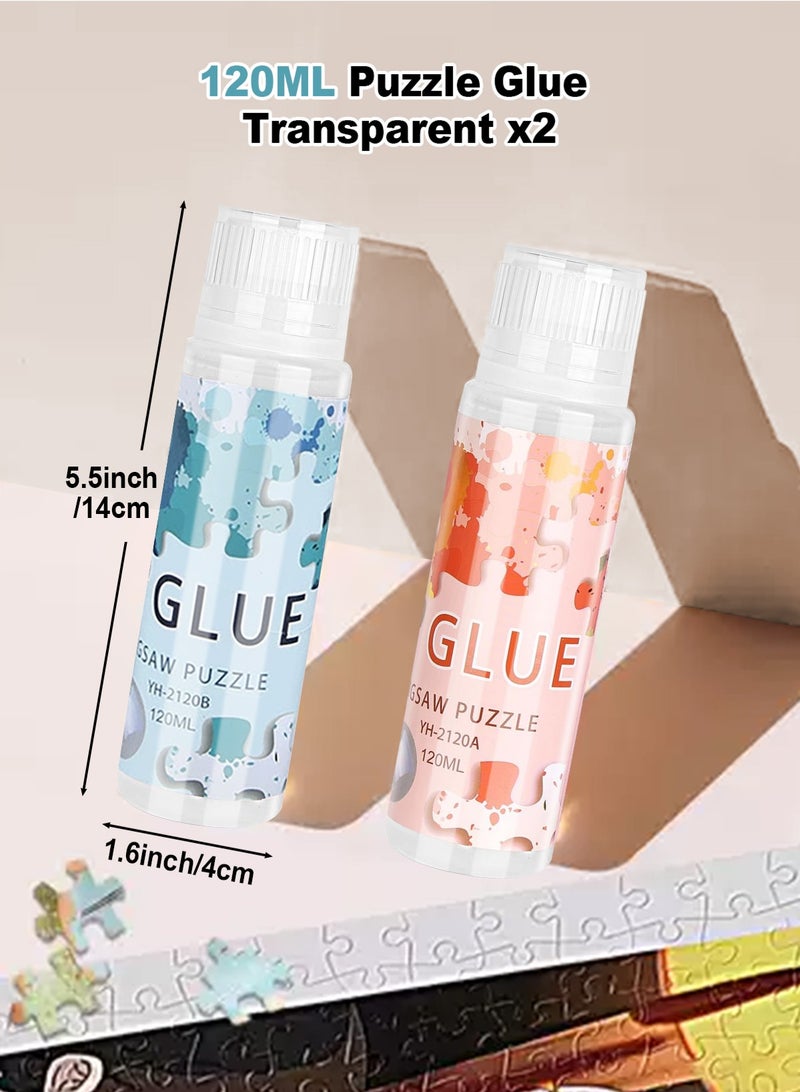 URbazaar Puzzle Glue with New Sponge Head, Suitable for 1000/3000/5000 Pieces of Paper and Wood Puzzles, Clear Quick Dry Jigsaw Puzzle Glue, Used of Paper Puzzles (120ml*2) - Image 2