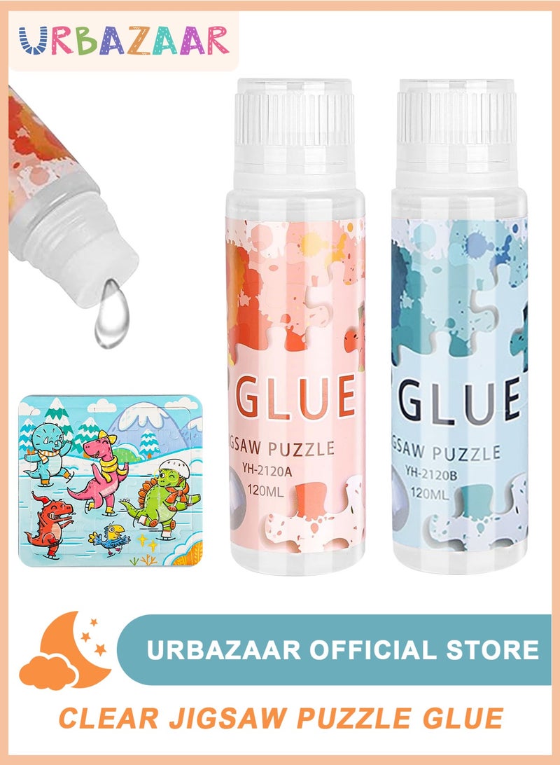 URbazaar Puzzle Glue with New Sponge Head, Suitable for 1000/3000/5000 Pieces of Paper and Wood Puzzles, Clear Quick Dry Jigsaw Puzzle Glue, Used of Paper Puzzles (120ml*2) - Image 1