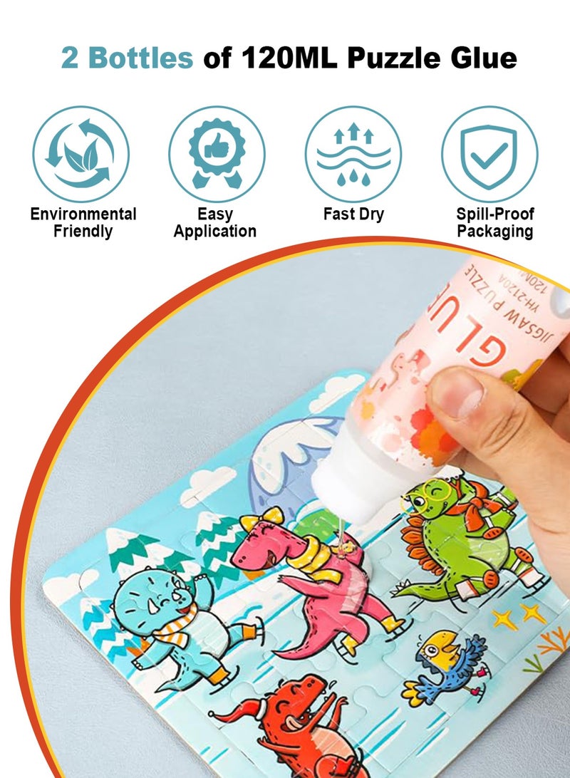 URbazaar Puzzle Glue with New Sponge Head, Suitable for 1000/3000/5000 Pieces of Paper and Wood Puzzles, Clear Quick Dry Jigsaw Puzzle Glue, Used of Paper Puzzles (120ml*2) - Image 4