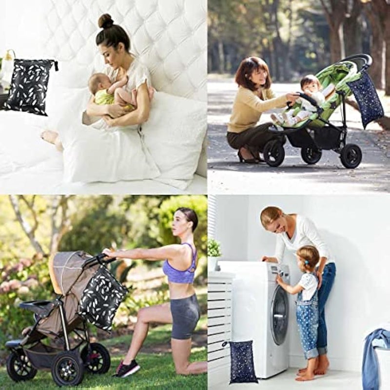 2 Pcs Waterproof Reusable Wet Dry Bag for Diaper Baby Cloth Gym Clothes Washable Travel Bags for Beach Pool Swimsuits Pockets with Two Zippered Dirty Diapers Stroller Yoga Toiletries Daycare Organizer - Image 5