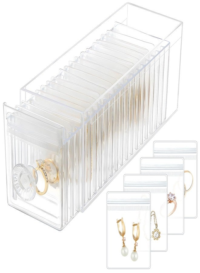 HOMEHIVE Clear Acrylic Jewelry Organizer Box with 20 Portable Pouches, Jewelry Storage Case for Women Girl, Tangle-Free, Dust-Proof, Anti-Tarnish, Compact Storage for Necklaces/Earrings/Rings, Clear - Image 1