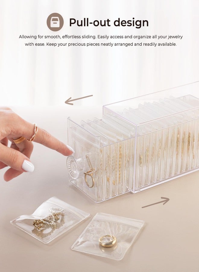 HOMEHIVE Clear Acrylic Jewelry Organizer Box with 20 Portable Pouches, Jewelry Storage Case for Women Girl, Tangle-Free, Dust-Proof, Anti-Tarnish, Compact Storage for Necklaces/Earrings/Rings, Clear - Image 2