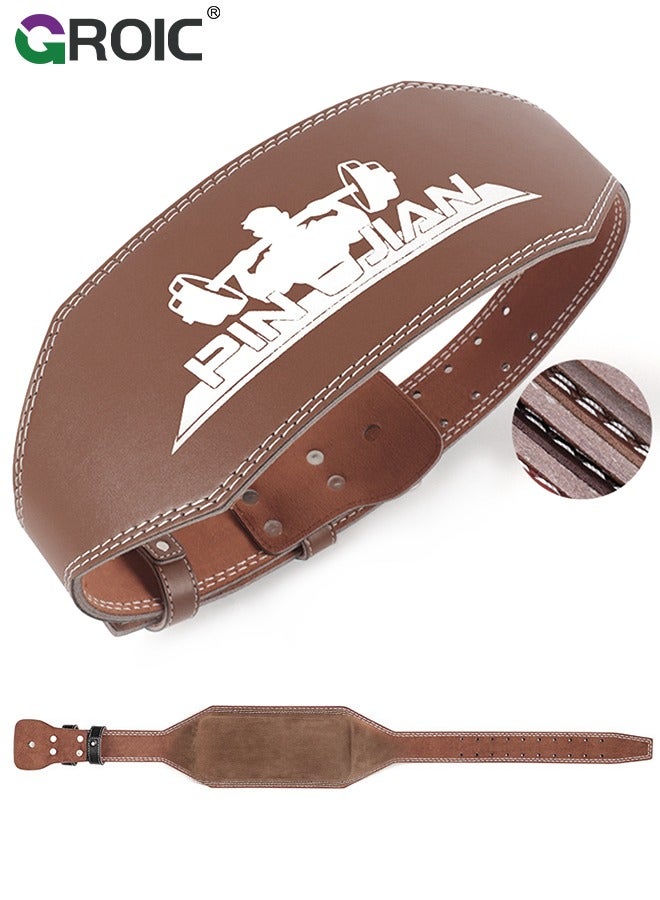 GROIC حزام رفع الأثقال بعرض 15 سم للرجال والنساء، أحزمة جلدية لرفع الأثقال، حزام رياضي لدعم أسفل الظهر لرفع الأثقال، رفع القوة، تدريب القوة، القرفصاء وتمارين الرفعة المميتة (L) - Image 1