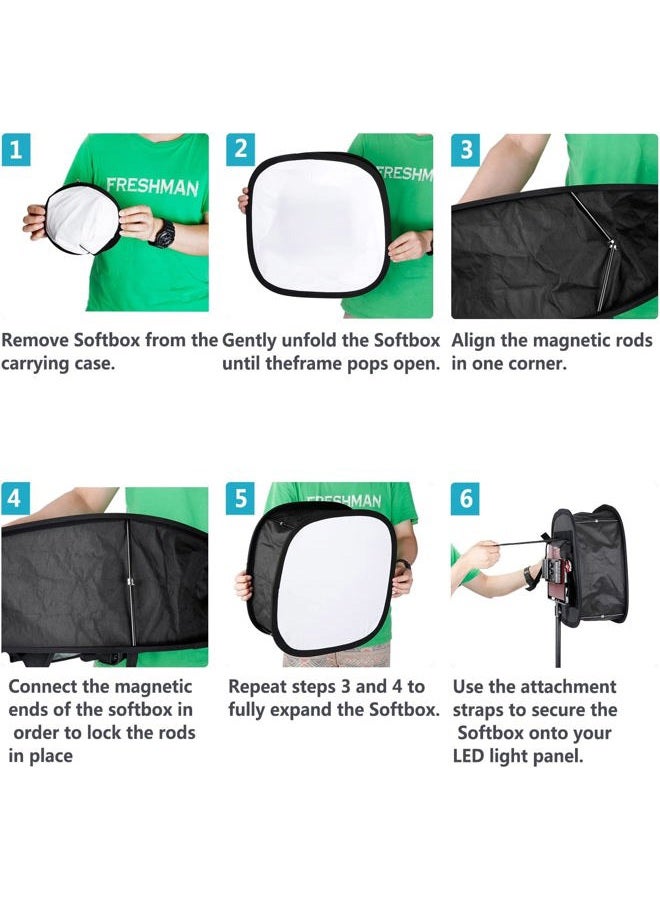 Neewer LED Light Panel Softbox for 660/530/480 LED Light - Outer 16.3'' x 6.5'', Inner 9.8'' x 8.7'', Foldable Light Diffuser with Strap Attachment and Bag for Photo Studio Portrait Video Shooting - Image 3