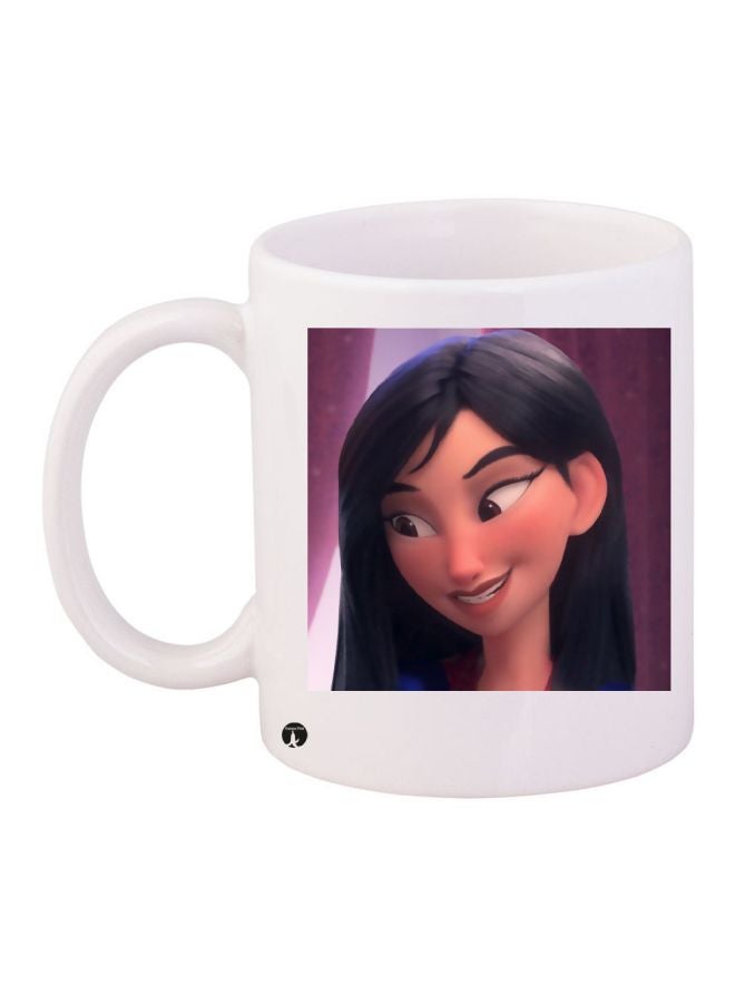 Cartoon Girl Printed Coffee Mug White/Purple/Black 11ounce