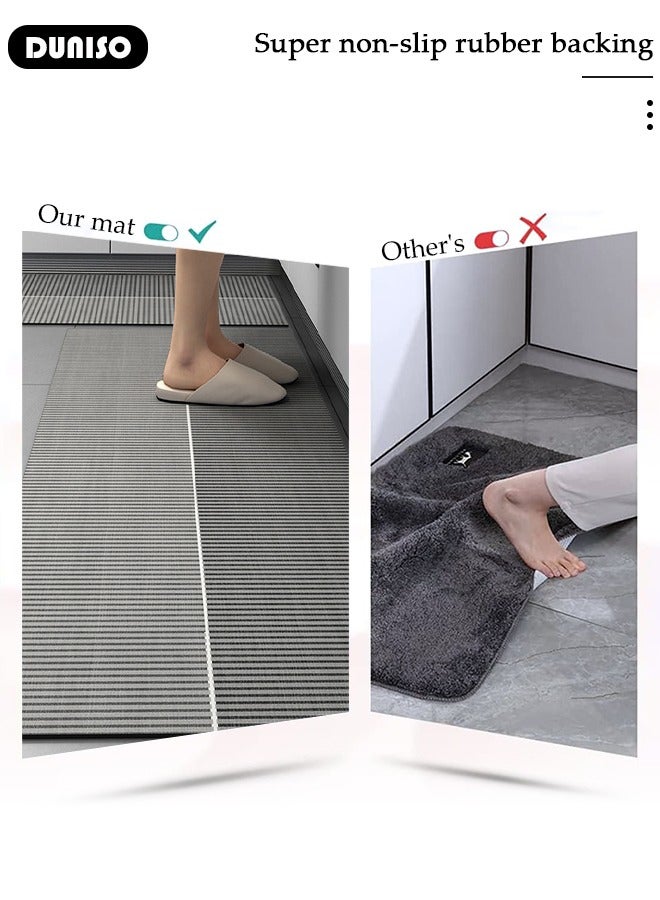 DUNISO Diatom Mud Bath Mat Set Bathroom Kitchen Rug Mat Extra Soft and Absorbent Bath Rugs Non-Slip Quick Drying Floor Bath Tub Mat for Bathroom Floor Tub and Shower 50*80CM+50*160CM - Image 3