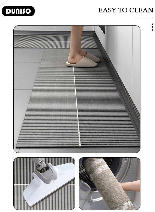 DUNISO Diatom Mud Bath Mat Set Bathroom Kitchen Rug Mat Extra Soft and Absorbent Bath Rugs Non-Slip Quick Drying Floor Bath Tub Mat for Bathroom Floor Tub and Shower 50*80CM+50*160CM - Image 5