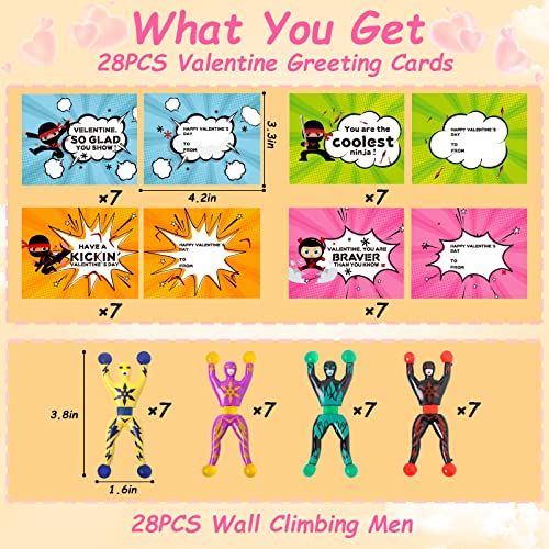 ShyLizard 28Pack Kids Valentines Day Cards for Classroom School Valentines Cards with Wall Climbing Men Valentine Cards Gifts for Kids Classroom School Exchange Valentines Day Gifts Sets for Kids - Image 5