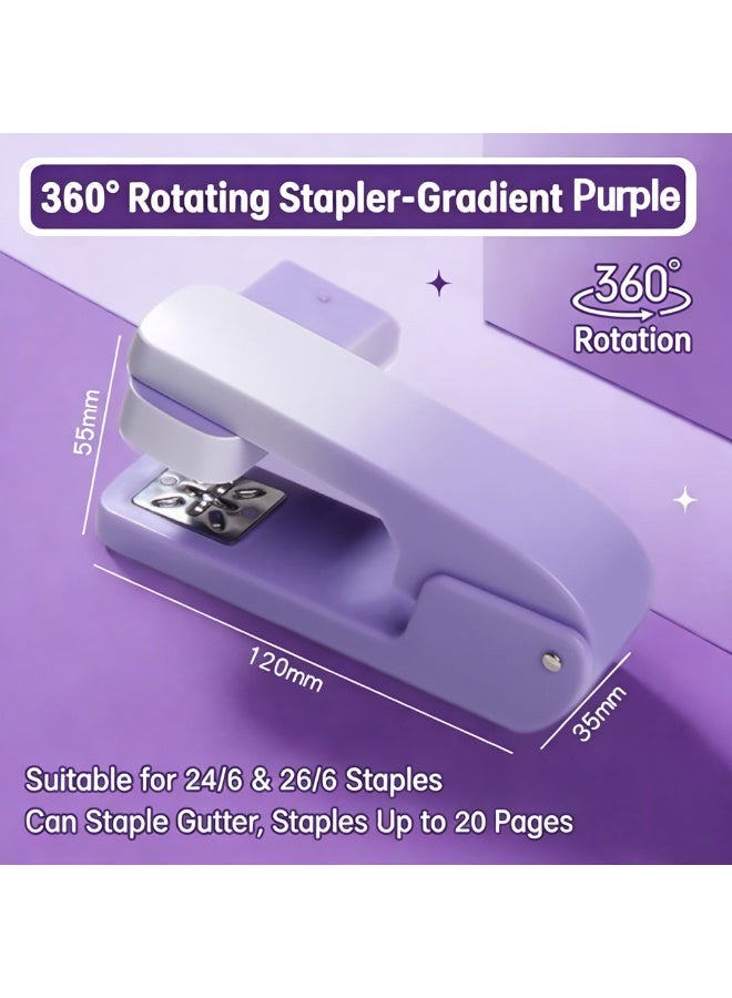 Zalava 360°Rotatable Stapler 20 Sheets Capacity 60mm Paper Depth Desktop Stapler for Office School Gradient Color - Image 1
