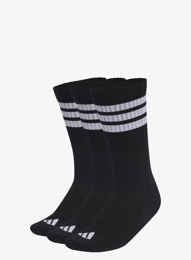 اديداس مجموعة بثلاثة أزواج من جوارب 3-STRIPES CUSHIONED SPORTSWEAR CREW