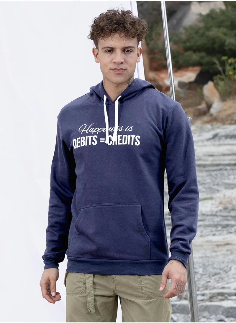 كامبوس سوترا Men's Navy Blue Happiness Is Hoodie With Kangaroo Pocket