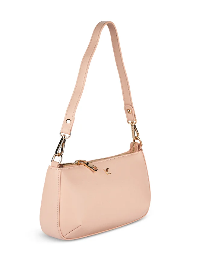 Vincci Women Solid Shoulder Bag With Detachable Strap And Zip Closure