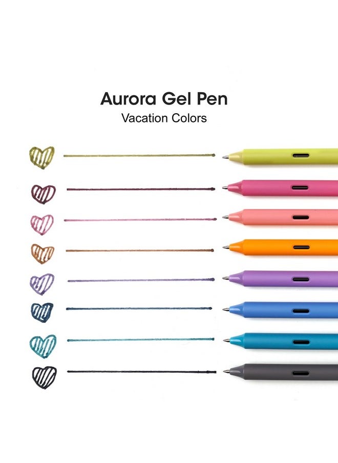 WRITECH Gel Pens Fine Point: Retractable Pen 8Ct Vintage Ink Colors 0.5Mm Multi Colored For Smooth Writing Journaling Assorted Coloring Note Taking No Bleed & Smear & Smudge (Vacation Set)  - Image 2
