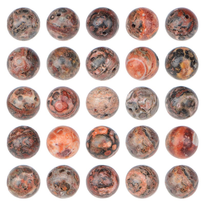 NCB 100pcs Original Natural Stone Beads Gemstone Round Loose Beads 6mm Genuine Real Stone Energy Beads for DIY Jewelry Making, Stretch Unisex (Red Leopard Fur Jasper, 6mm 100Beads) - Image 1