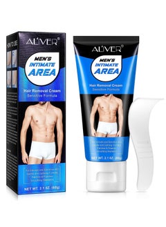 60g Private Part Hair Removal Cream for Men Intimate Hair Remover Effective and Painless Depilatory Cream for Private Areas Body Legs and Underarms Suitable for All Skin Types