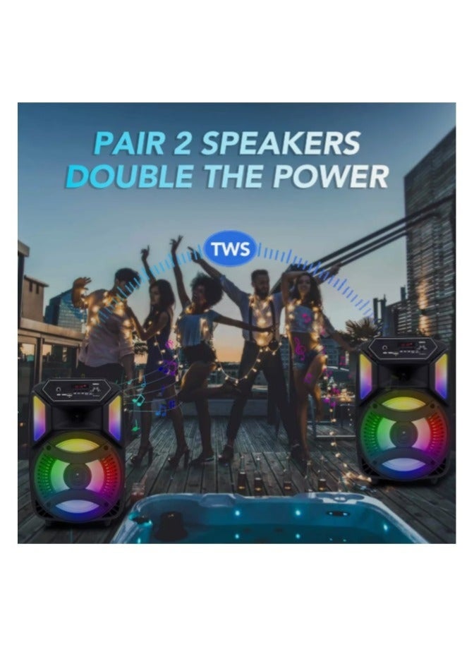 LC BT Portable Speaker 10W with Microphone Remote LED Lights USB TF AUX and Karaoke Function - Image 3