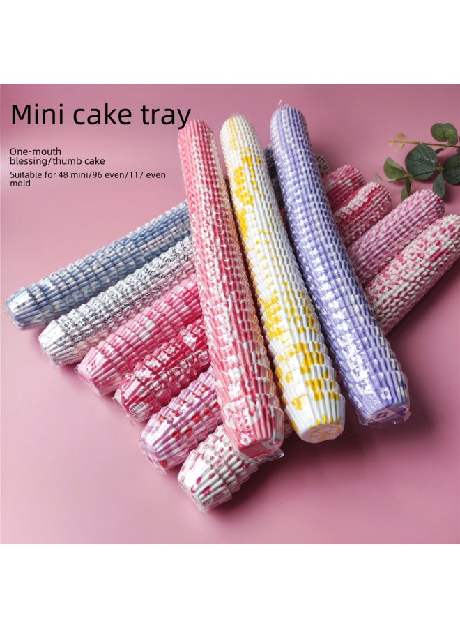 48 Even 96 Even Mini One-mouth Blessing Paper Cup High Temperature Resistant Paper Holder Oil-proof Printed Cake Film Cake Baking Paper Holder-Color:1000 Pieces/set-Specifications:White Bottom Safflower ] - Image 2