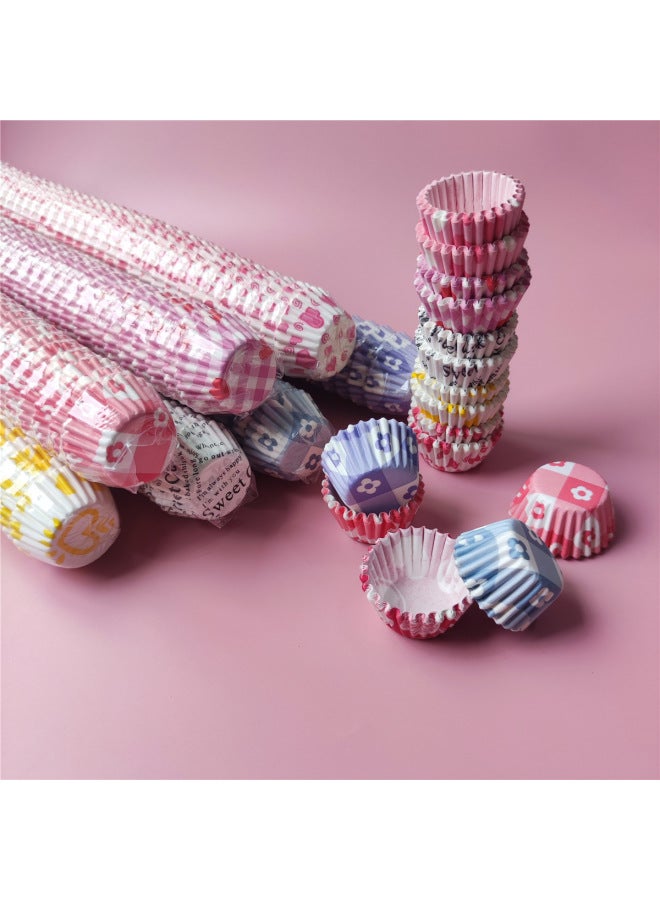 48 Even 96 Even Mini One-mouth Blessing Paper Cup High Temperature Resistant Paper Holder Oil-proof Printed Cake Film Cake Baking Paper Holder-Color:1000 Pieces/set-Specifications:White Bottom Safflower ] - Image 4