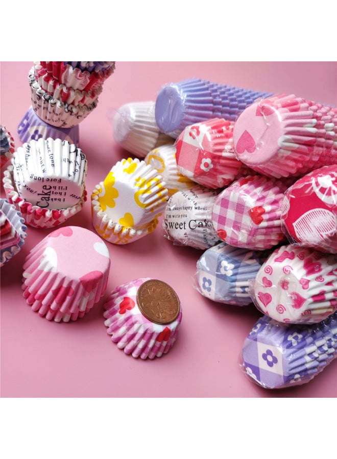48 Even 96 Even Mini One-mouth Blessing Paper Cup High Temperature Resistant Paper Holder Oil-proof Printed Cake Film Cake Baking Paper Holder-Color:1000 Pieces/set-Specifications:White Bottom Safflower ] - Image 5