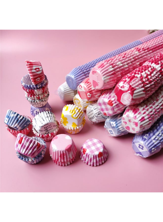 48 Even 96 Even Mini One-mouth Blessing Paper Cup High Temperature Resistant Paper Holder Oil-proof Printed Cake Film Cake Baking Paper Holder-Color:1000 Pieces/set-Specifications:White Bottom Safflower ] - Image 3