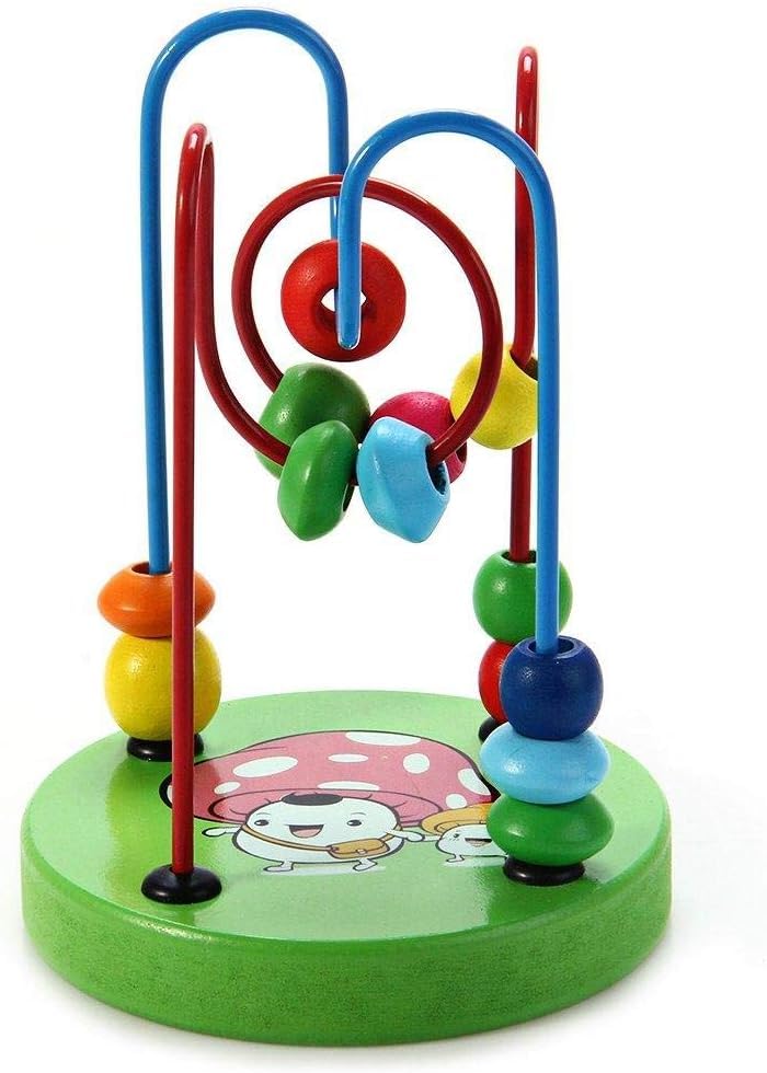1 Piece Mini Colorful Educational Game Baby Wooden Toy Around Beads Wire Maze