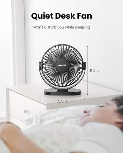 Gaiatop USB Desk Fan, 5.5 Inch Small Quiet Powerful 3 Speeds 90° Rotate, Personal Mini Portable Desktop Table Fans, Cooling for Home Office Car Travel Indoor Outdoor Pink - Image 5
