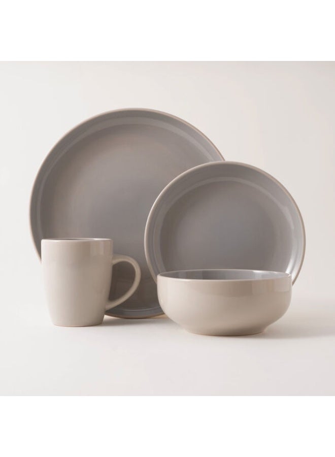 متجر نايس طقم عشاء لا ميسا 16 قطعة من الفخار الحجري باللون الرمادي – أطباق عشاء، أطباق جانبية، أوعية وأكواب – طقم سفرة متكامل لـ 4 أشخاص – تصميم عصري ومتين للمناسبات اليومية والعائلية والخاصة – صناعة عالية الجودة - Image 1