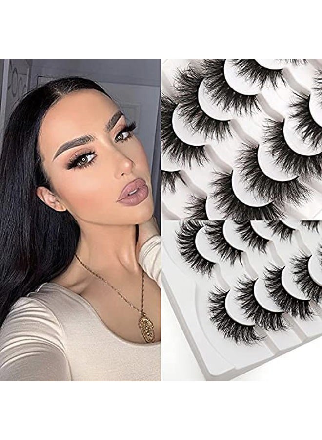 Veleasha False Eyelashes Wispy Faux Mink Lashes Fluffy Handmade Fake Eyelashes Natural Look 7 Pairs Pack Luxury Cat Eye Lashes (815) - Image 4
