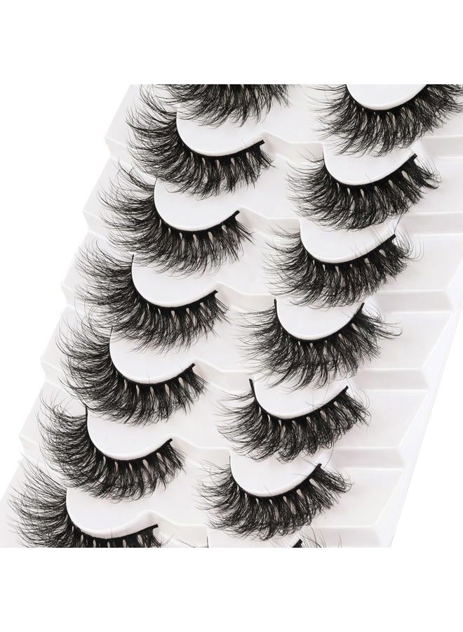 Veleasha False Eyelashes Wispy Faux Mink Lashes Fluffy Handmade Fake Eyelashes Natural Look 7 Pairs Pack Luxury Cat Eye Lashes (815) - Image 3