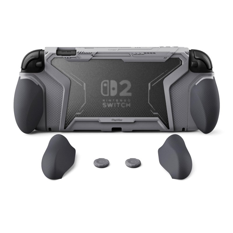 PlayVital for Switch 2 BeyondGrip Dockable Case Interchangeable FPSOmni Ergonomic Grips MilitaryGrade Drop Protective Cover 2 Joystick Caps for Nintendo Switch 2 New Hope Gray - Image 2
