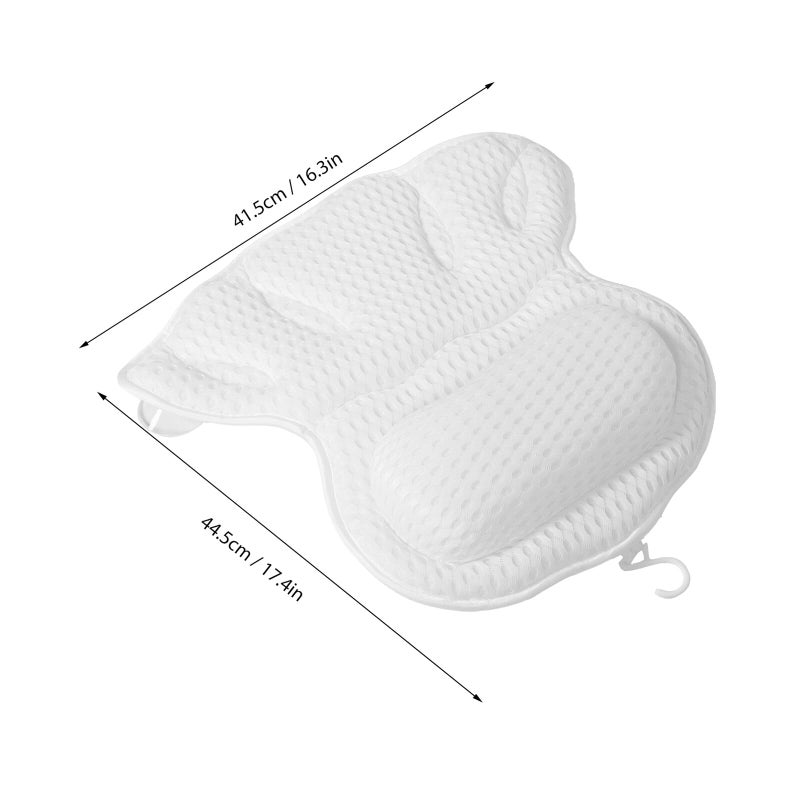 White Bath Pillow for Tub Neck and Back Support with Non Slip Suction Cups Ergonomic Headrest Machine Washable - Image 3